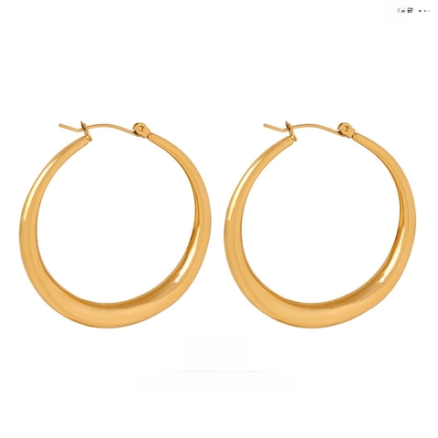 Pendientes De Aro Gruesos Titanio Acero Inoxidable Pulido Tubo Grueso Redondo Geométrico Minimalista Estilo Audaz Mujeres