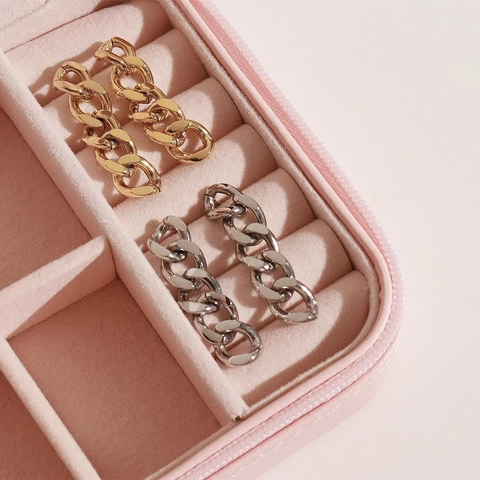 Orecchini Pendenti A Catena In Acciaio Inossidabile Da Donna Stile Francese Minimalista Geometrico Oro Argento