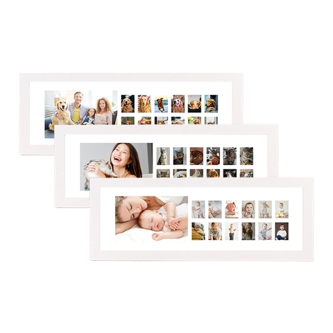 Multi Aperture Photo Frame MDF Wood Kids Growth Record ID Picture Display Modern Wall Tabletop Decor