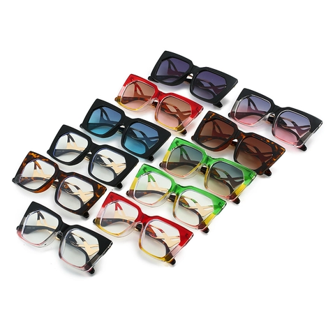Occhiali Da Sole Occhio Di Gatto Da Donna Montatura Quadrata Grande Protezione UV400 Aste In Metallo Curve Cave