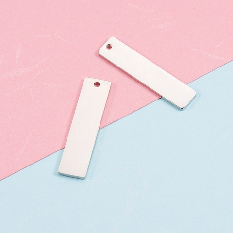 Colgante Barra Rectangular Acero Inoxidable 304 Etiqueta Grabado En Blanco Para DIY Joyeria Pulido Espejo Geometrico