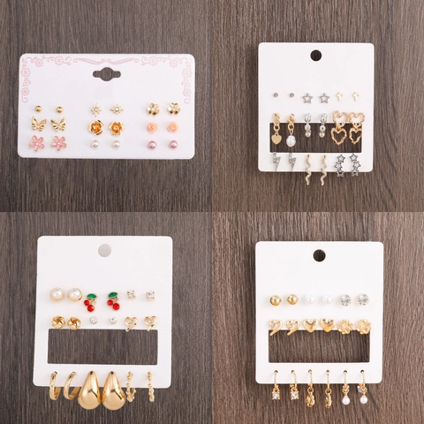 Fashion Alloy Stud Earrings Hoop Earrings Rhinestone Faux Artificial Pearl Geometric Heart Star Moon Butterfly Jewelry Gift For Women