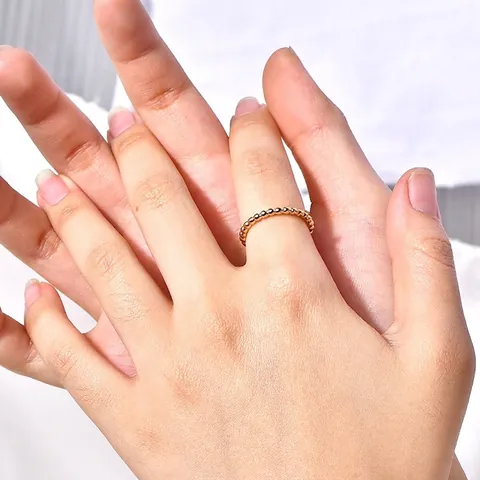 Minimalist Beaded Wave Ring Stainless Steel Gold Plated Bubble Ring For Women Fashion Stackable Jewelry
