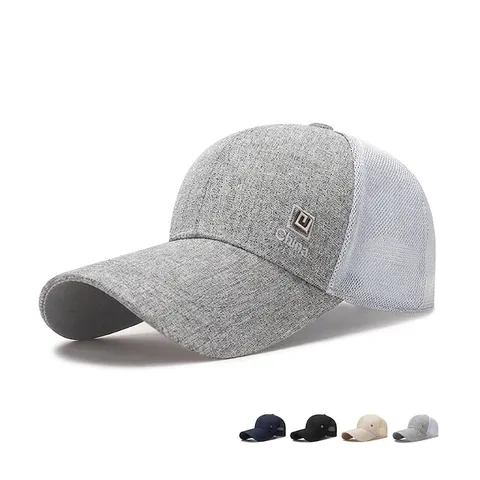 Cappello Da Baseball In Rete Trucker Traspirante Texture Lino Visera Allungata Protezione Solare Regolabile Outdoor Unisex