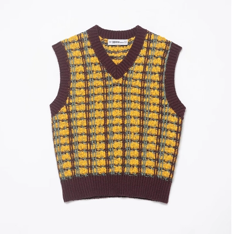 Gilet In Maglia Vintage Da Donna Scollo A V Senza Maniche Poliestere Retrò Motivo A Quadri Top Casual A Costine