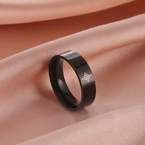 Edelstahl Ring Lasergraviert Hexenknoten Keltischer Knoten Schmetterlingsmuster Poliertes Band Modeschmuck Für Herren Damen