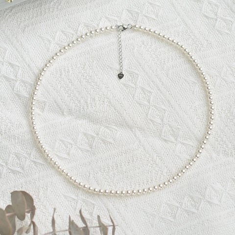 Minimalist Classic Round Artificial Pearl Necklace For Women 925 Sterling Silver Clasp White Gray Pearl Choker Necklace Jewelry