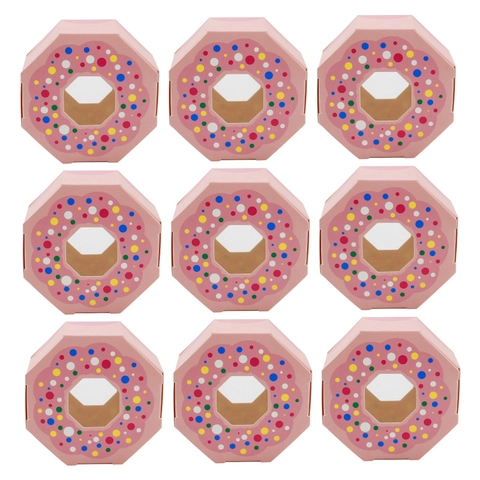 Octagonal Paper Candy Box Doughnut Print Clear Window Wedding Party Favor Packaging For Cookies And Sweets