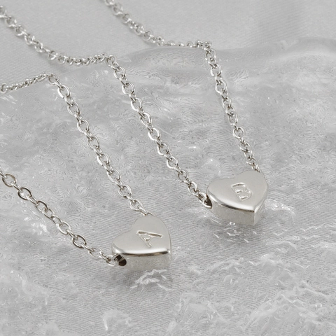 Collar Con Inicial De Corazón Acero Inoxidable Colgante De Letra Grabada Joyería De Moda Para Mujer
