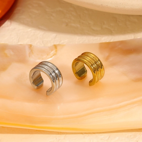 Ear Cuff De Acero Inoxidable Sin Agujero Chapado En Oro 18K Multicapa Diseño En U Joyería Para Mujer