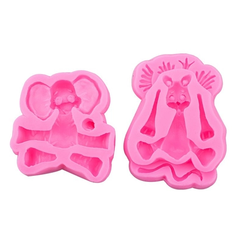 Cartoon Animal Silicone Cake Molds Elephant Lion Giraffe Monkey Rabbit Forest Theme Fondant Chocolate DIY Baking Tools
