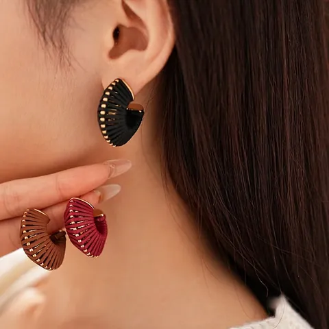 Vintage C-Form Creolen Mit Kunstleder Umwickeltem Design Und Silberohrringpfosten Retro Geometrischer Schmuck Für Frauen