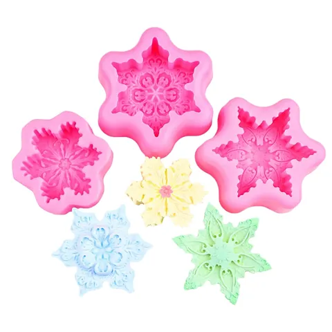 Moule En Silicone Flocon De Neige 3D Gaufré Pour Noël DIY Pâtisserie Bougie Savon Fondant Chocolat Décor