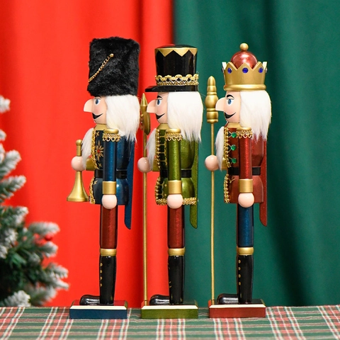 Christmas Nutcracker Soldier Wooden Ornament Traditional Holiday King Bugler Axeman Hand Painted Pearlescent Desktop Decor