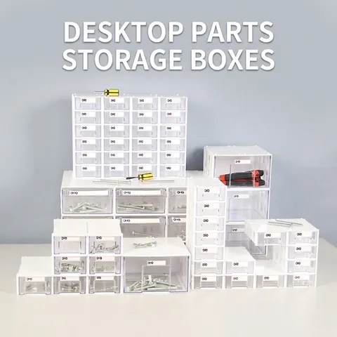 Desktop Drawer Storage Box Stackable Transparent Plastic Organizer For Small Parts Jewelry Craft Stationery