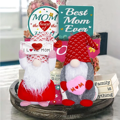 Mother Day Gnome Plush Faceless Doll Heart Envelope Ornament Knitted Fabric Nordic Style Table Decor Gift For Mom