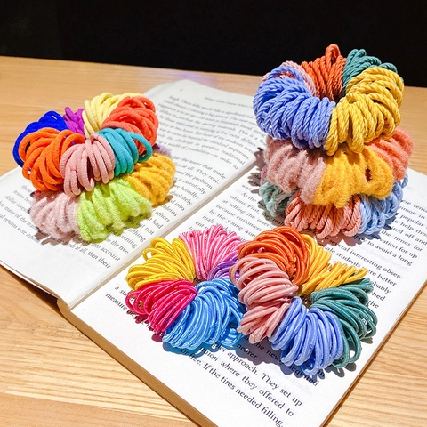 Kids Hair Ties Colorful High Elastic Small Seamless Hair Bands For Babies Toddlers Korean Style Fabric Soft Accessory