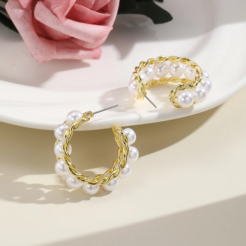 Vintage Kunstperlen Ohrringe Für Damen Legierung Strass Stecker Hänger Schmuck Retro Französischer Stil Elegant