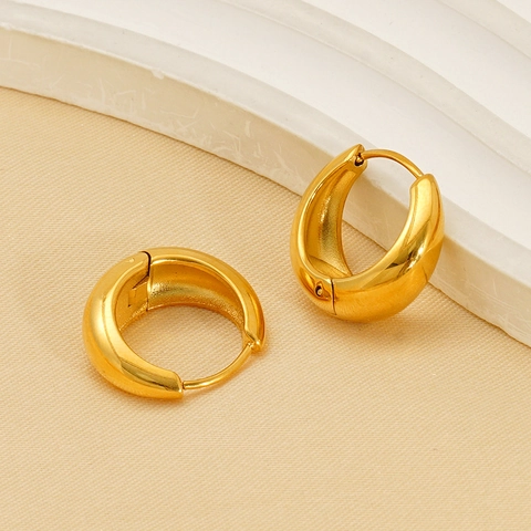 Französische Vintage Chunky Hoop Ohrringe 18 Karat Vergoldet Edelstahl U-Förmig Minimalistisch Geometrisch Für Damen