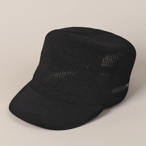 Damen Strick Polyester Cadet Cap Flache Militärstil Hut Atmungsaktiv Verstellbar Sonnenschutz Modischer Koreanischer Stil