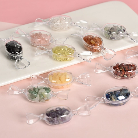 Natürliche Kristallstein Chips In Bonbonform Schreibtisch Ornament Transparenter Kunststoffbehälter Modernes Geschenk Dekor