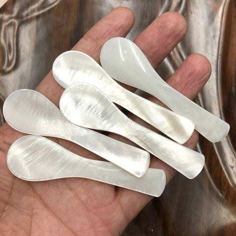 Mother Of Artificial Pearl Shell Spoon Natural White Small Caviar Spoon For Dessert Ice Cream Face Mask Spatula Handmade