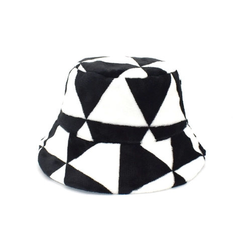 Cappello Alla Pescatora Peluche Geometrico Blocchi Di Colore Pelliccia Sintetica Caldo Inverno Moda Donna