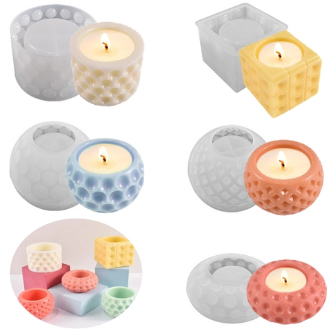 Silicone Mold For DIY Scented Candle Cups Geometric Polka Dot Textured Resin Casting Storage Box Succulent Pot Handmade Crafting Tools