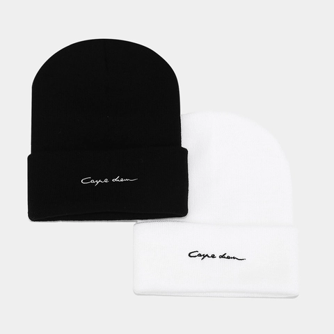 Knit Beanie Hat Acrylic Carpe Diem Embroidery Cuffed Warm Ribbed Winter Casual Minimalist Unisex