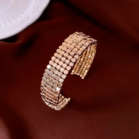Fashion Mehrlagig Rundscheibe Kupfer Manschetten Armband Für Damen Luxus Geometrisch Offener Armreif Schmuck Accessoire