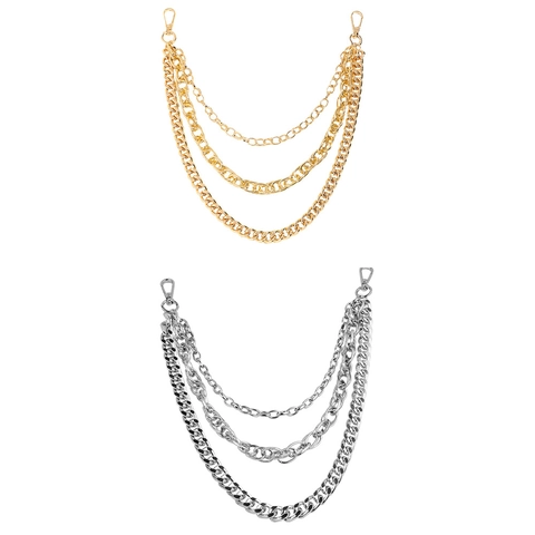 Heavy Duty Multi-Layer Metal Pants Chain Industrial Style Punk Hip Hop Gothic Waist Chain For Jeans With Lobster Clasps