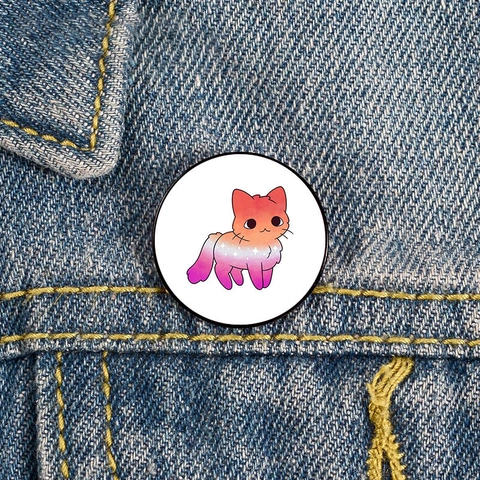 Spilla Gatto Cartone Animato Pin Sfumatura Cielo Stellato Distintivo Metallo Tondo Per Decorazione Vestiti Zaino Gioiello