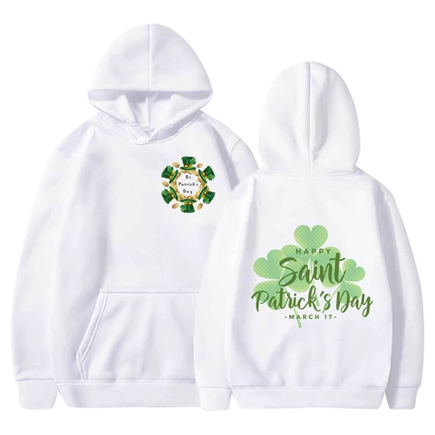 Sweat À Capuche Saint Patrick Impression Trèfle Décontracté Ample Manches Longues Pour Hommes Mélange De Coton