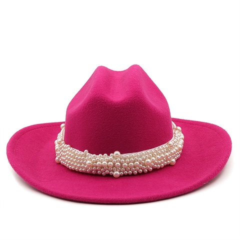 Cappello Fedora Jazz A Tesa Larga In Feltro Di Lana Con Elegante Decorazione Di Künstliche Perle Per Festa Matrimonio Moda Unisex