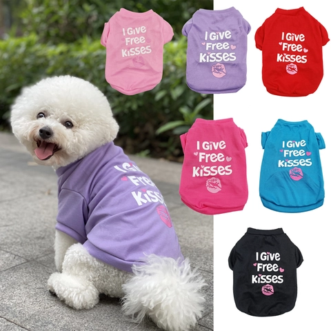 Soft Cotton Breathable Pet Dog T-Shirt Summer Puppy Vest Funny Letter Print Costume For Small Medium Dogs Cats