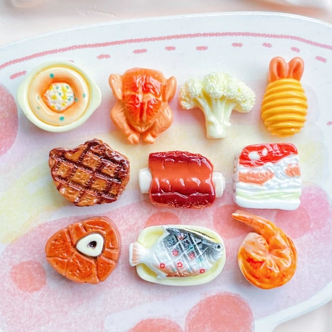 Modèles Alimentaires Miniatures Simulation Steak Poulet Rôti Breloques En Résine Pour Barrettes DIY Décoration Maison De Poupée