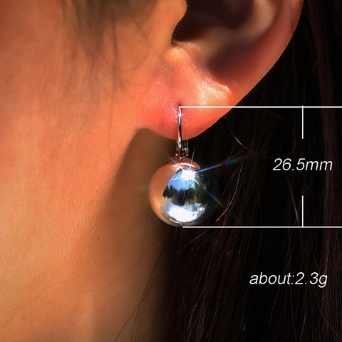 Minimalist Copper Ball Drop Earrings Mirror Polished Geometric Sphere Lever Back Jewelry For Women