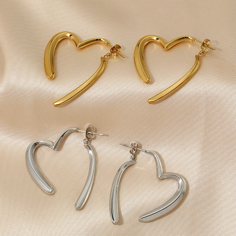 Hart Ring Oorbellen Voor Dames Roestvrij Staal Gepolijst Gekruist Ontwerp Mode Minimalistisch Hartvormige Sieraden Cadeau
