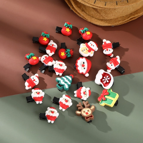 Fermagli Per Capelli Natalizi Babbo Natale Renna Pupazzo Di Neve Albero Di Natale Resina Festa Festiva Clip A Becco D'anatra Donne Bambini Regalo