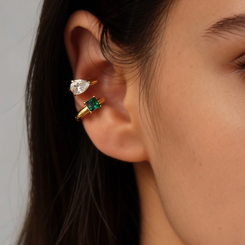 Boucles d'Oreilles Clips en Acier Titane avec Strass Goutte d'Eau Plaqué Or Sans Perçage pour Femme Bijoux Minimalistes