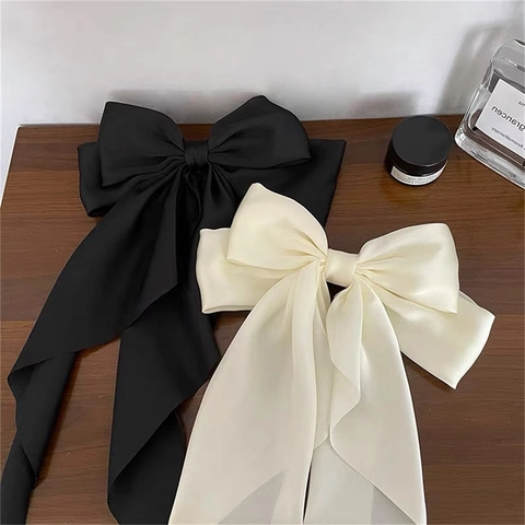 Grote Satijnen Strik Haarspeld Met Lang Lint Elegant Satijnn Hoofdtooi Voor Vrouwen Bruiloft Feest