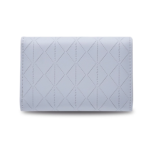 Portefeuille Court Pliable Pour Femmes En Cuir PU Motif Losanges Matelassé Pendentif Feuille Métallique Porte-Cartes Élégant