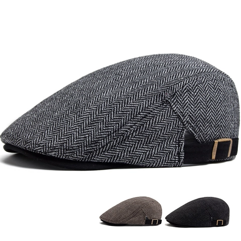 Visgraat Platte Pet Vintage Katoen Polyester Britse Stijl Verstelbare Ivy Hoed Voor Heren Retro Newsboy Cap