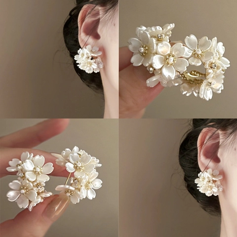 Orecchini A Lobo Floreali Con Perla Artificial Rhinestone E Perno In Argento Sterling 925 Stile Francese Vintage Per Donne