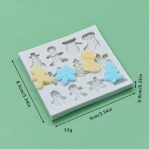 Molde De Silicona De Navidad Muñeco De Nieve Hombre De Jengibre Árbol Copo De Nieve Hornear Fondant Chocolate DIY