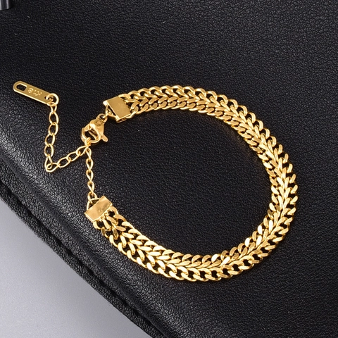 Woven Wheat Chain Bracelet Stainless Steel Gold Plated Adjustable Fashion Jewelry For Women Minimalist Elegant Chic Style