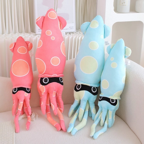 Tintenfisch Plüschtier Kissen Weiches Stofftier Puppe Mit Punkten Und Augenmaske Heimdeko Kissen Für Kinder