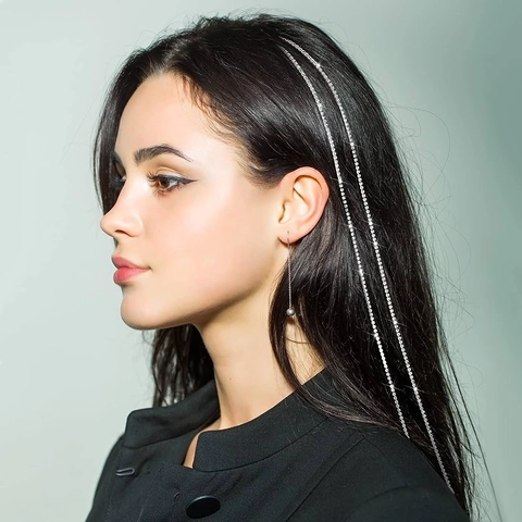 Funkelnde Strass Quaste Haarkette Lange Fransen Haarklammer Für Zöpfe Trendiges Haar Accessoire Für Frauen Mädchen