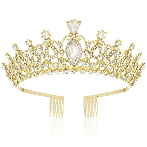 Corona Da Sposa Tiara Lega Strass Cristallo Cerchietto Con Pettini Laterali Per Matrimonio Concorso Ballo Donne Principessa