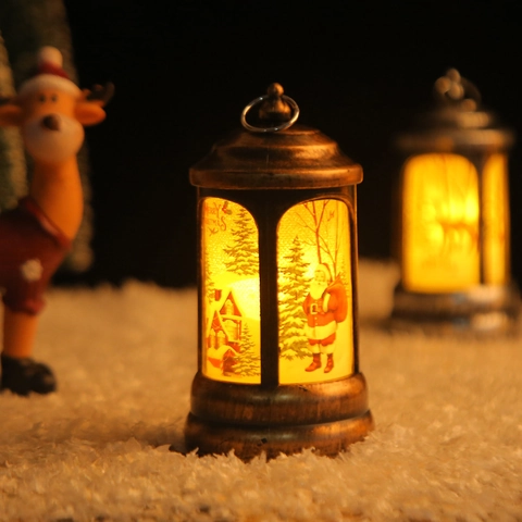Weihnachten LED Laterne Retro Tragbare Windlampe Dekorative Nachtlicht Mit Aufhängeschleife Für Feiertag Party Deko